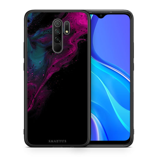 Θήκη Xiaomi Redmi 9/9 Prime Pink Black Watercolor από τη Smartfits με σχέδιο στο πίσω μέρος και μαύρο περίβλημα | Xiaomi Redmi 9/9 Prime Pink Black Watercolor case with colorful back and black bezels
