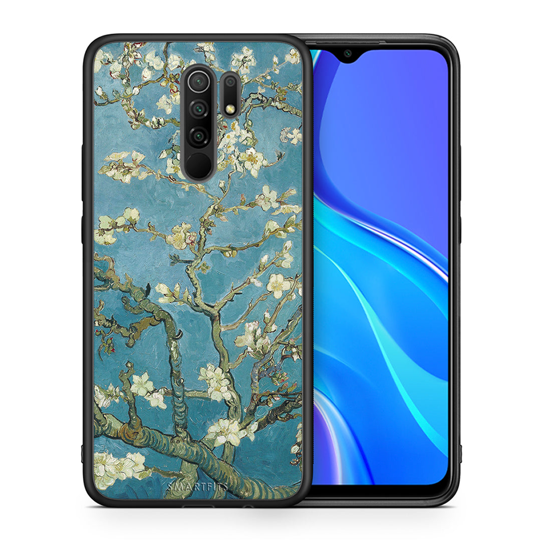Θήκη Xiaomi Redmi 9/9 Prime White Blossoms από τη Smartfits με σχέδιο στο πίσω μέρος και μαύρο περίβλημα | Xiaomi Redmi 9/9 Prime White Blossoms case with colorful back and black bezels