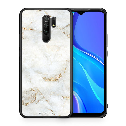 Θήκη Xiaomi Redmi 9/9 Prime White Gold Marble από τη Smartfits με σχέδιο στο πίσω μέρος και μαύρο περίβλημα | Xiaomi Redmi 9/9 Prime White Gold Marble case with colorful back and black bezels
