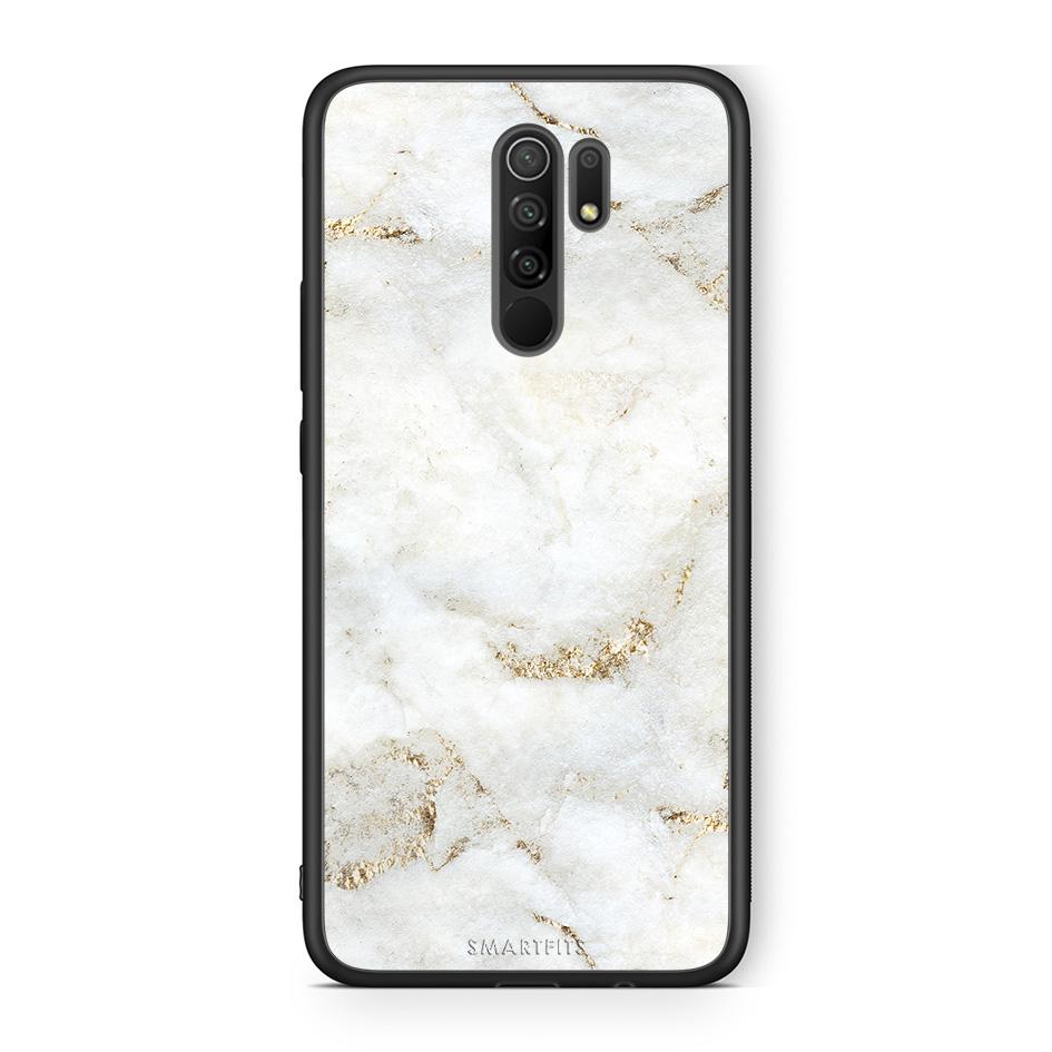 Xiaomi Redmi 9/9 Prime White Gold Marble θήκη από τη Smartfits με σχέδιο στο πίσω μέρος και μαύρο περίβλημα | Smartphone case with colorful back and black bezels by Smartfits