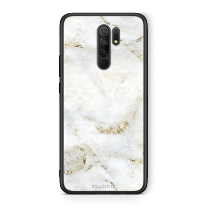 Xiaomi Redmi 9/9 Prime White Gold Marble θήκη από τη Smartfits με σχέδιο στο πίσω μέρος και μαύρο περίβλημα | Smartphone case with colorful back and black bezels by Smartfits