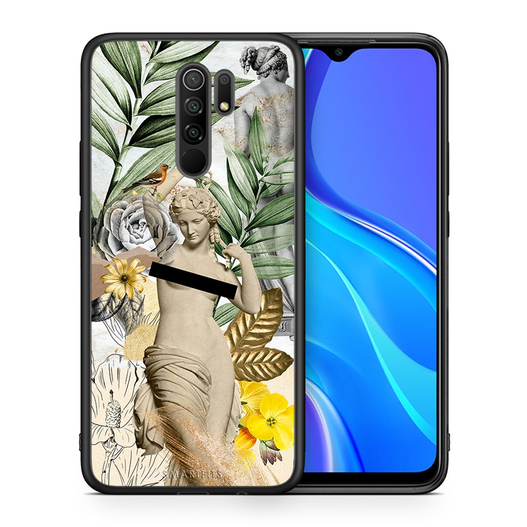 Θήκη Xiaomi Redmi 9/9 Prime Woman Statue από τη Smartfits με σχέδιο στο πίσω μέρος και μαύρο περίβλημα | Xiaomi Redmi 9/9 Prime Woman Statue case with colorful back and black bezels
