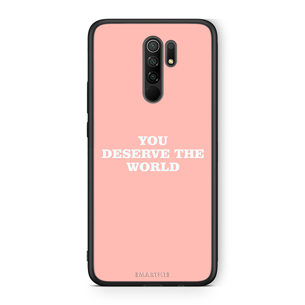 Xiaomi Redmi 9 / 9 Prime You Deserve The World Θήκη Αγίου Βαλεντίνου από τη Smartfits με σχέδιο στο πίσω μέρος και μαύρο περίβλημα | Smartphone case with colorful back and black bezels by Smartfits