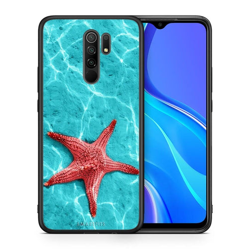 Θήκη Xiaomi Redmi 9 / 9 Prime Red Starfish από τη Smartfits με σχέδιο στο πίσω μέρος και μαύρο περίβλημα | Xiaomi Redmi 9 / 9 Prime Red Starfish case with colorful back and black bezels
