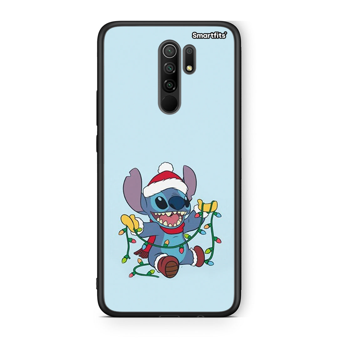 Xiaomi Redmi 9/9 Prime Santa Stich θήκη από τη Smartfits με σχέδιο στο πίσω μέρος και μαύρο περίβλημα | Smartphone case with colorful back and black bezels by Smartfits