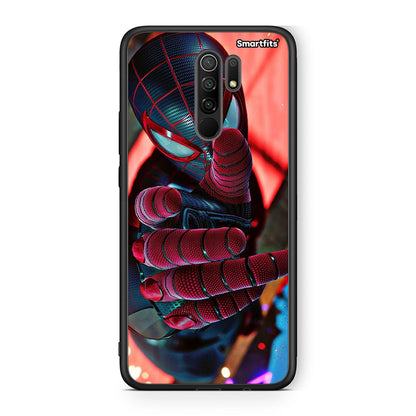 Xiaomi Redmi 9 / 9 Prime Spider Hand Θήκη από τη Smartfits με σχέδιο στο πίσω μέρος και μαύρο περίβλημα | Smartphone case with colorful back and black bezels by Smartfits