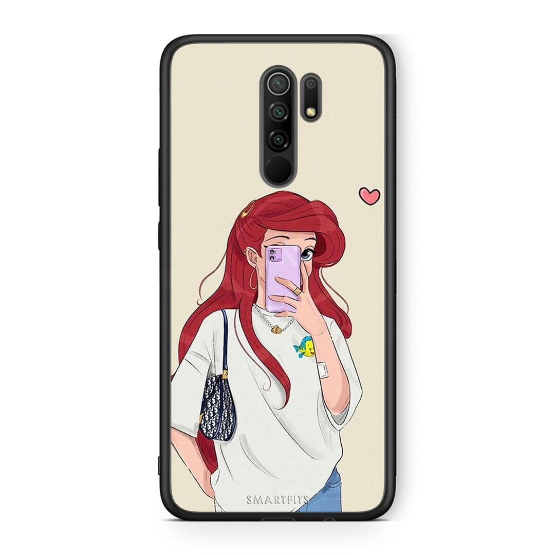 Xiaomi Redmi 9 / 9 Prime Walking Mermaid Θήκη από τη Smartfits με σχέδιο στο πίσω μέρος και μαύρο περίβλημα | Smartphone case with colorful back and black bezels by Smartfits