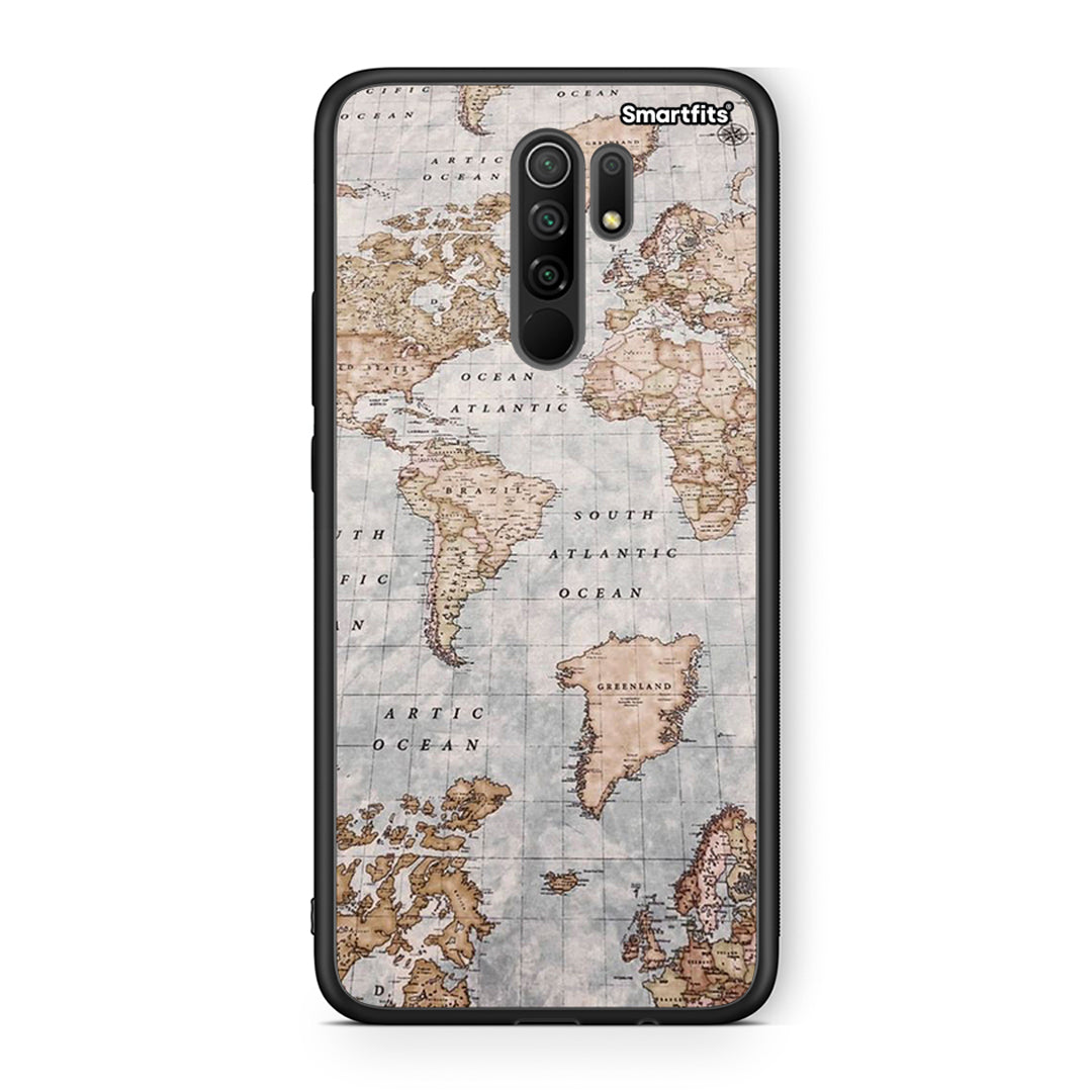 Xiaomi Redmi 9 / 9 Prime World Map Θήκη από τη Smartfits με σχέδιο στο πίσω μέρος και μαύρο περίβλημα | Smartphone case with colorful back and black bezels by Smartfits