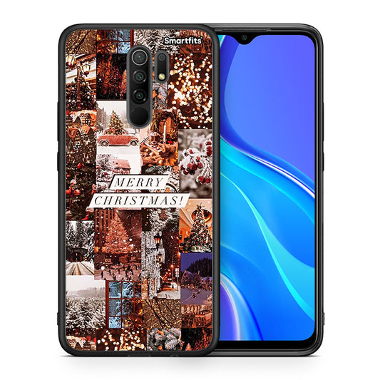 Θήκη Xiaomi Redmi 9/9 Prime Xmas Collage από τη Smartfits με σχέδιο στο πίσω μέρος και μαύρο περίβλημα | Xiaomi Redmi 9/9 Prime Xmas Collage case with colorful back and black bezels