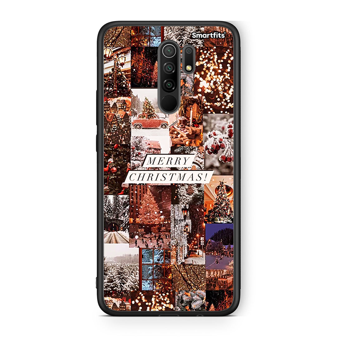 Xiaomi Redmi 9/9 Prime Xmas Collage θήκη από τη Smartfits με σχέδιο στο πίσω μέρος και μαύρο περίβλημα | Smartphone case with colorful back and black bezels by Smartfits
