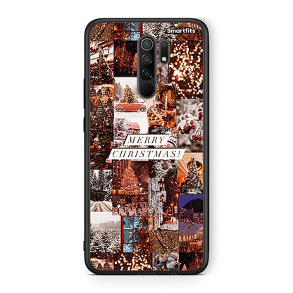 Xiaomi Redmi 9/9 Prime Xmas Collage θήκη από τη Smartfits με σχέδιο στο πίσω μέρος και μαύρο περίβλημα | Smartphone case with colorful back and black bezels by Smartfits