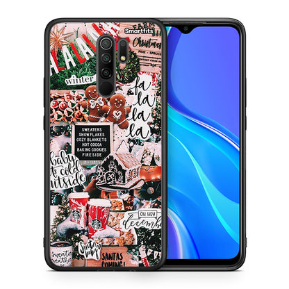 Θήκη Xiaomi Redmi 9/9 Prime Xmas Habbits από τη Smartfits με σχέδιο στο πίσω μέρος και μαύρο περίβλημα | Xiaomi Redmi 9/9 Prime Xmas Habbits case with colorful back and black bezels