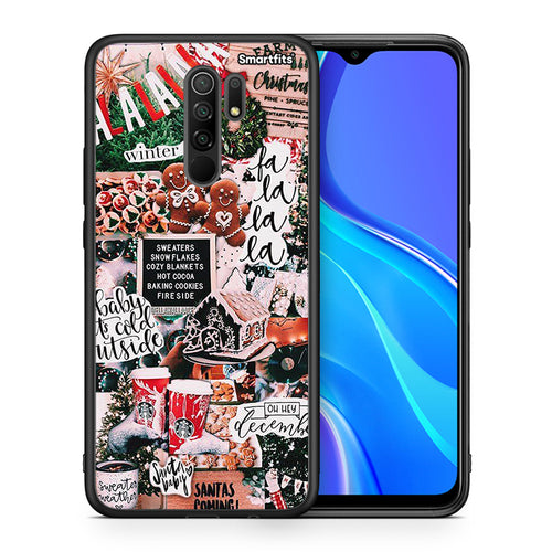 Θήκη Xiaomi Redmi 9/9 Prime Xmas Habbits από τη Smartfits με σχέδιο στο πίσω μέρος και μαύρο περίβλημα | Xiaomi Redmi 9/9 Prime Xmas Habbits case with colorful back and black bezels