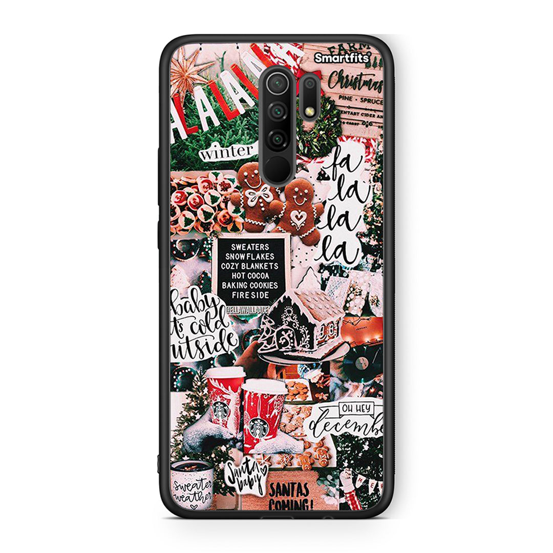 Xiaomi Redmi 9/9 Prime Xmas Habbits θήκη από τη Smartfits με σχέδιο στο πίσω μέρος και μαύρο περίβλημα | Smartphone case with colorful back and black bezels by Smartfits