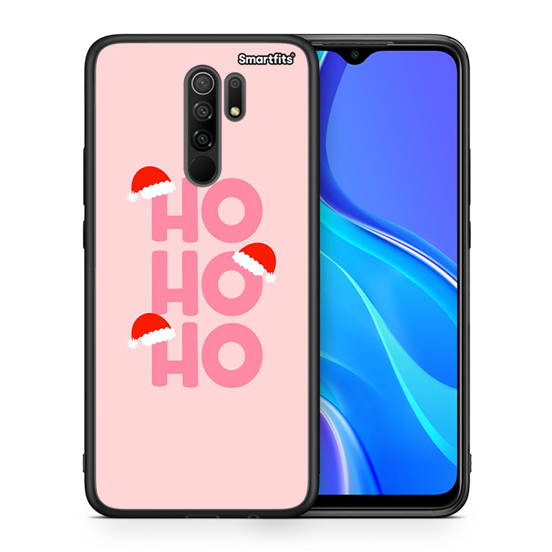 Θήκη Xiaomi Redmi 9/9 Prime Xmas Ho Ho Ho από τη Smartfits με σχέδιο στο πίσω μέρος και μαύρο περίβλημα | Xiaomi Redmi 9/9 Prime Xmas Ho Ho Ho case with colorful back and black bezels