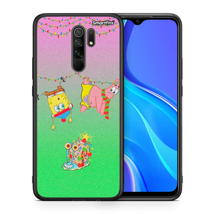 Θήκη Xiaomi Redmi 9/9 Prime Xmas Lights από τη Smartfits με σχέδιο στο πίσω μέρος και μαύρο περίβλημα | Xiaomi Redmi 9/9 Prime Xmas Lights case with colorful back and black bezels