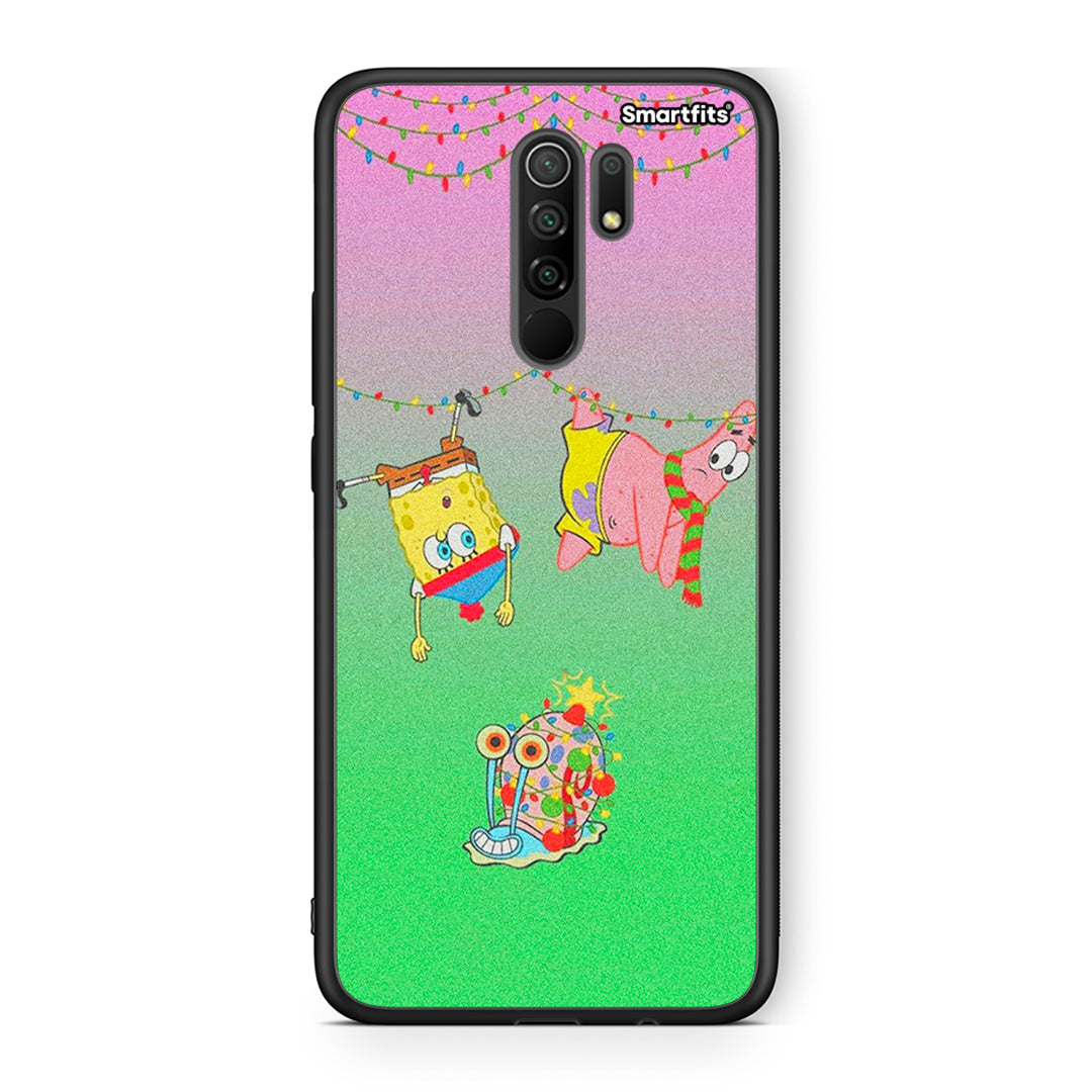 Xiaomi Redmi 9/9 Prime Xmas Lights θήκη από τη Smartfits με σχέδιο στο πίσω μέρος και μαύρο περίβλημα | Smartphone case with colorful back and black bezels by Smartfits