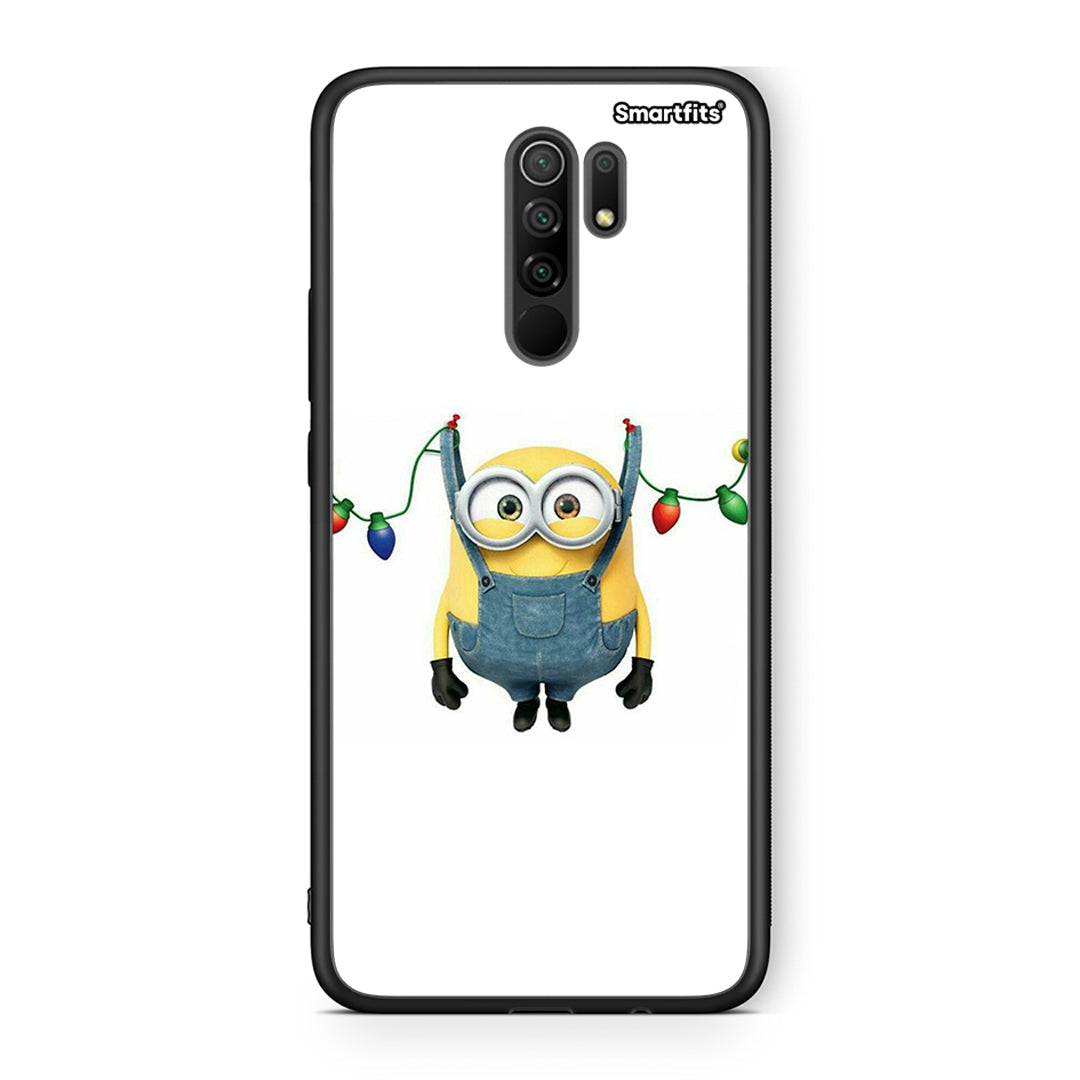 Xiaomi Redmi 9/9 Prime Xmas Minion Lights θήκη από τη Smartfits με σχέδιο στο πίσω μέρος και μαύρο περίβλημα | Smartphone case with colorful back and black bezels by Smartfits