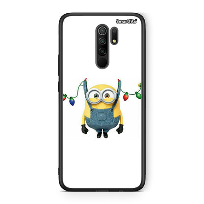 Xiaomi Redmi 9/9 Prime Xmas Minion Lights θήκη από τη Smartfits με σχέδιο στο πίσω μέρος και μαύρο περίβλημα | Smartphone case with colorful back and black bezels by Smartfits