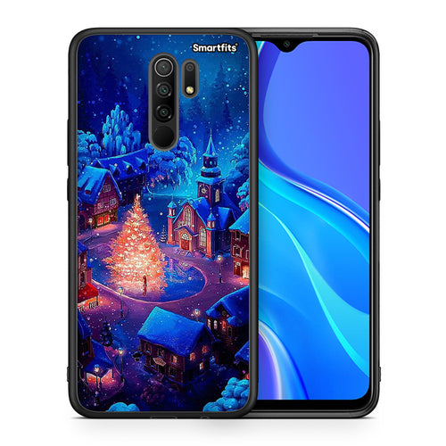 Θήκη Xiaomi Redmi 9/9 Prime Xmas Village από τη Smartfits με σχέδιο στο πίσω μέρος και μαύρο περίβλημα | Xiaomi Redmi 9/9 Prime Xmas Village case with colorful back and black bezels