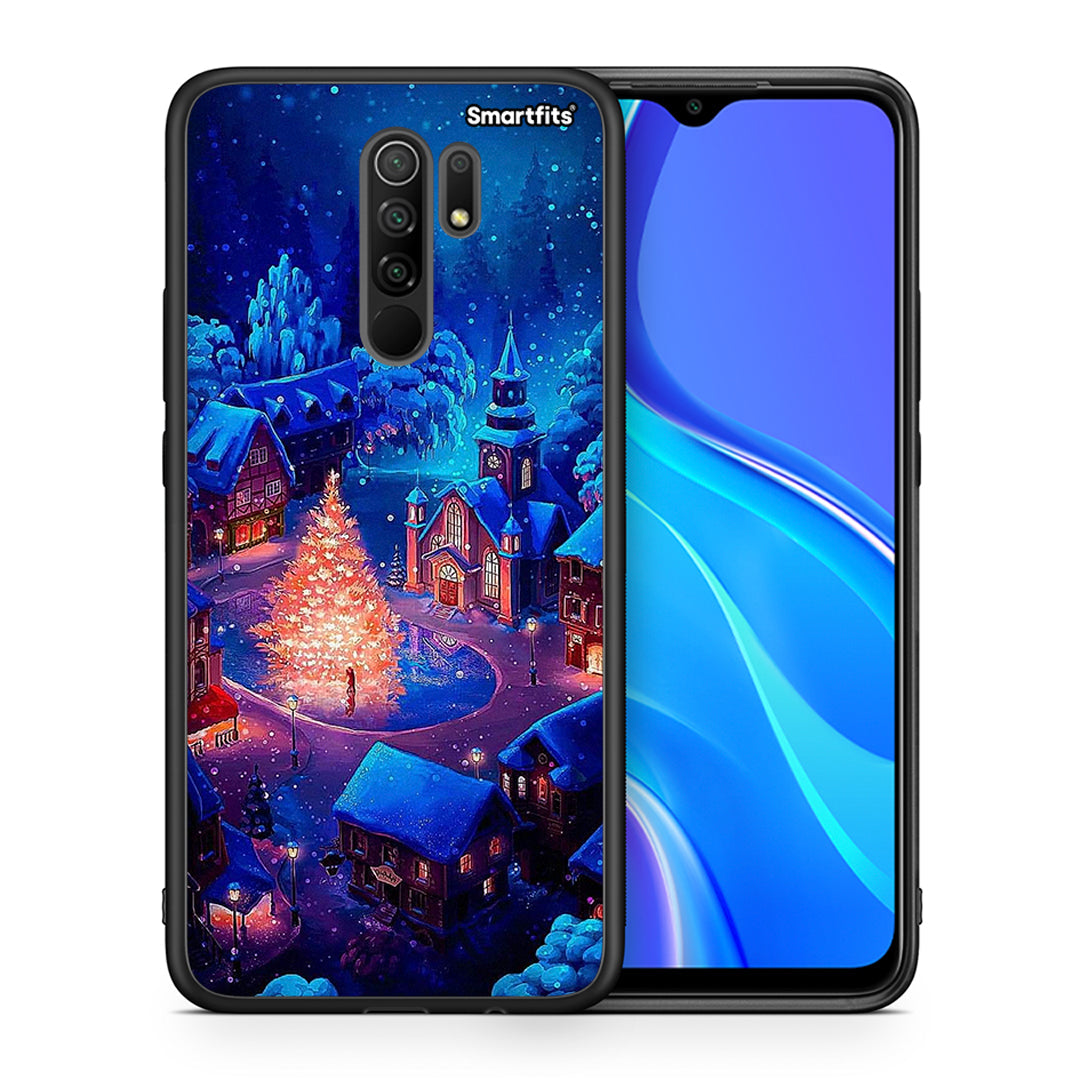 Θήκη Xiaomi Redmi 9/9 Prime Xmas Village από τη Smartfits με σχέδιο στο πίσω μέρος και μαύρο περίβλημα | Xiaomi Redmi 9/9 Prime Xmas Village case with colorful back and black bezels