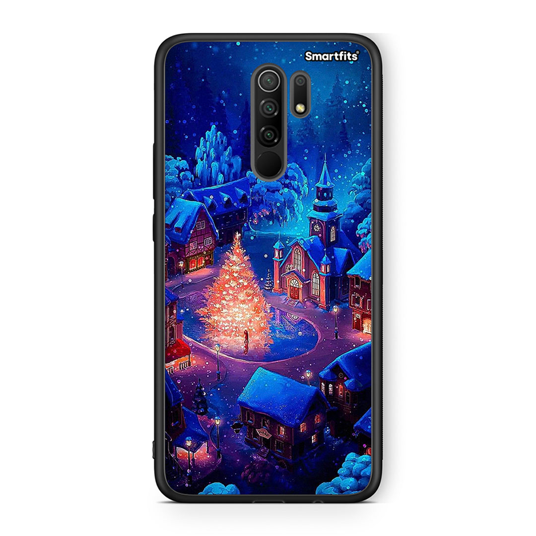 Xiaomi Redmi 9/9 Prime Xmas Village θήκη από τη Smartfits με σχέδιο στο πίσω μέρος και μαύρο περίβλημα | Smartphone case with colorful back and black bezels by Smartfits