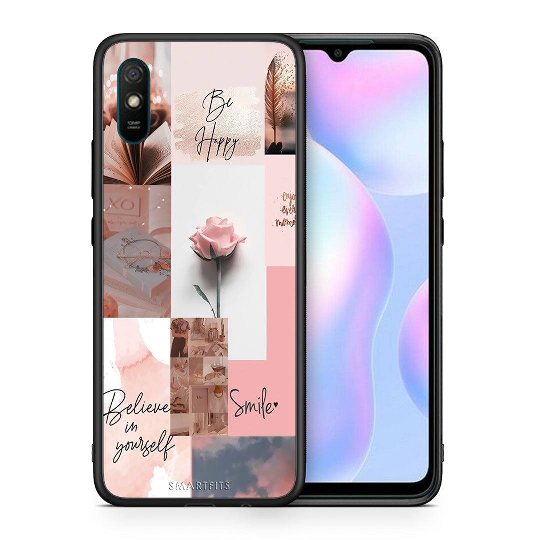 Θήκη Xiaomi Redmi 9A Aesthetic Collage από τη Smartfits με σχέδιο στο πίσω μέρος και μαύρο περίβλημα | Xiaomi Redmi 9A Aesthetic Collage case with colorful back and black bezels