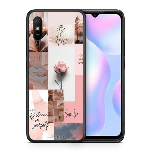 Θήκη Xiaomi Redmi 9A Aesthetic Collage από τη Smartfits με σχέδιο στο πίσω μέρος και μαύρο περίβλημα | Xiaomi Redmi 9A Aesthetic Collage case with colorful back and black bezels