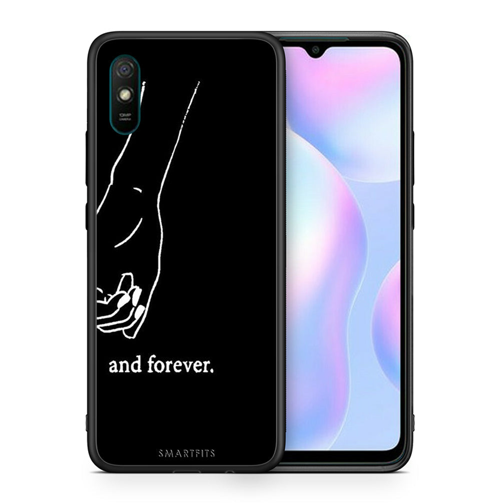 Θήκη Αγίου Βαλεντίνου Xiaomi Redmi 9A Always & Forever 2 από τη Smartfits με σχέδιο στο πίσω μέρος και μαύρο περίβλημα | Xiaomi Redmi 9A Always & Forever 2 case with colorful back and black bezels