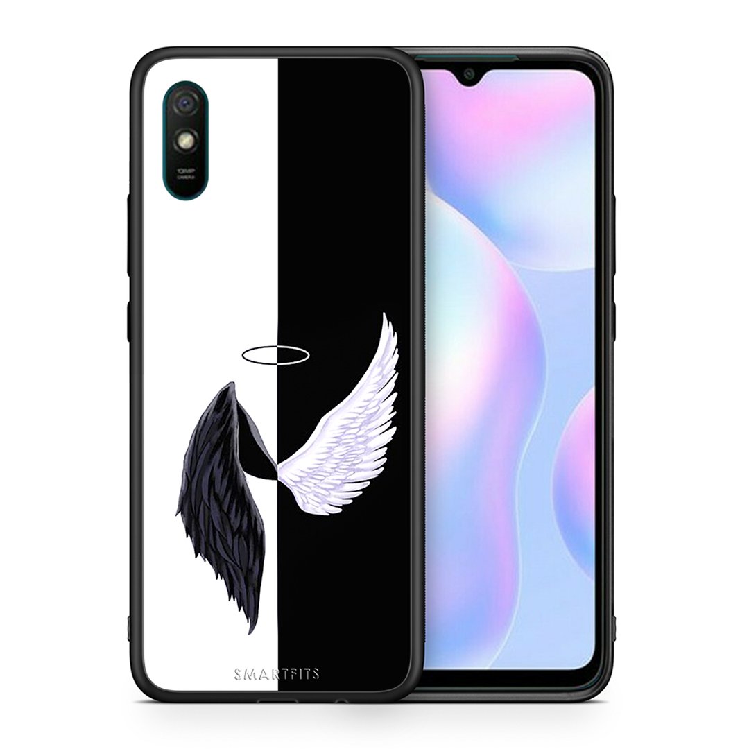 Θήκη Xiaomi Redmi 9A Angels Demons από τη Smartfits με σχέδιο στο πίσω μέρος και μαύρο περίβλημα | Xiaomi Redmi 9A Angels Demons case with colorful back and black bezels