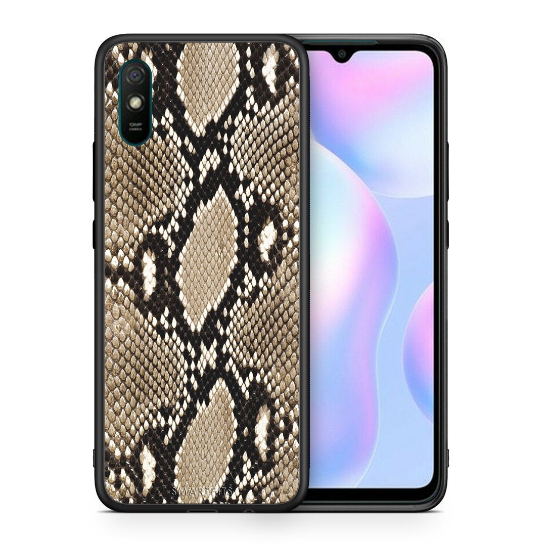 Θήκη Xiaomi Redmi 9A Fashion Snake Animal από τη Smartfits με σχέδιο στο πίσω μέρος και μαύρο περίβλημα | Xiaomi Redmi 9A Fashion Snake Animal case with colorful back and black bezels