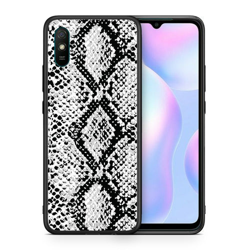Θήκη Xiaomi Redmi 9A White Snake Animal από τη Smartfits με σχέδιο στο πίσω μέρος και μαύρο περίβλημα | Xiaomi Redmi 9A White Snake Animal case with colorful back and black bezels