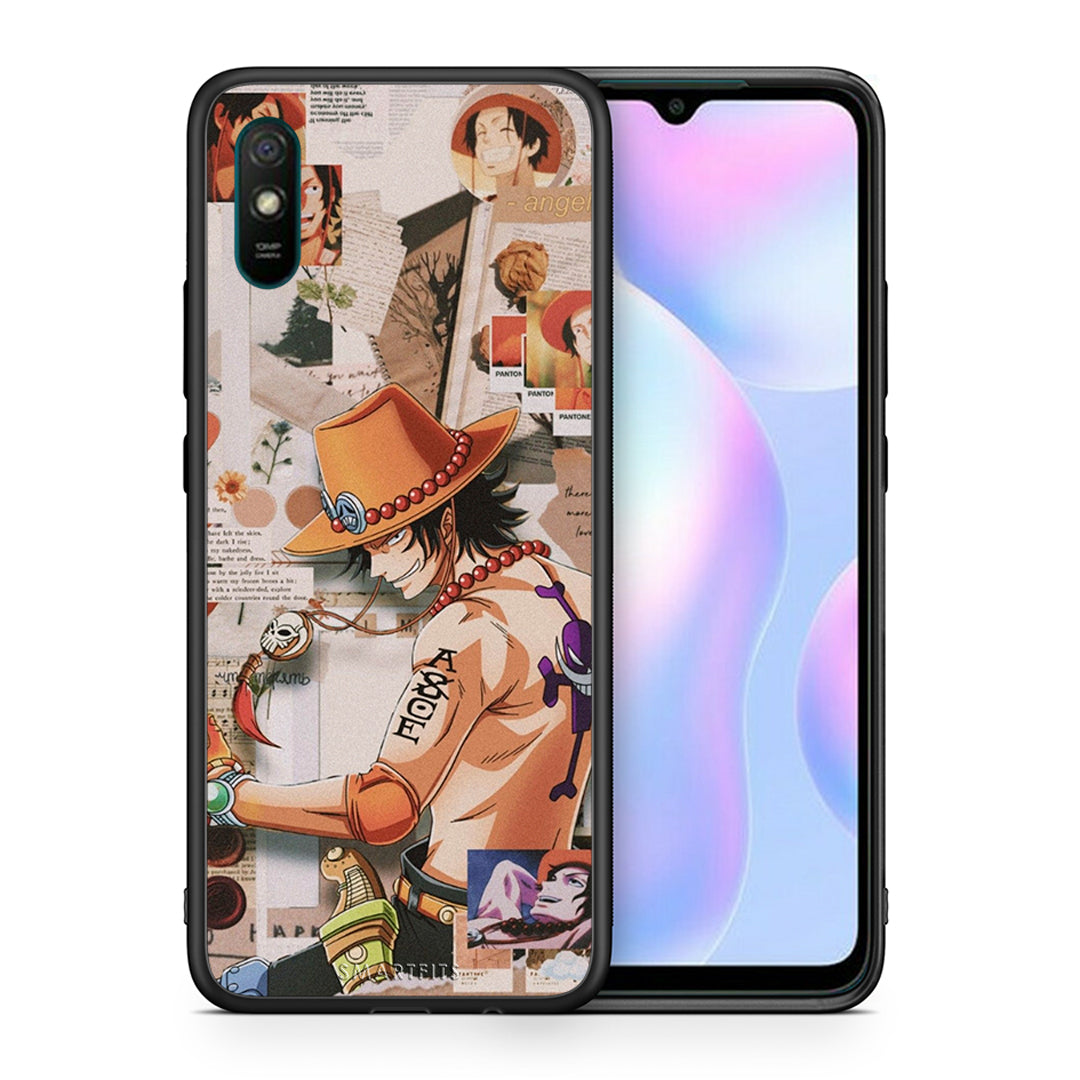 Θήκη Xiaomi Redmi 9A Anime Collage από τη Smartfits με σχέδιο στο πίσω μέρος και μαύρο περίβλημα | Xiaomi Redmi 9A Anime Collage case with colorful back and black bezels