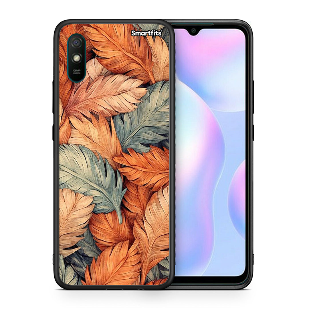 Θήκη Xiaomi Redmi 9A Autumn Leaves από τη Smartfits με σχέδιο στο πίσω μέρος και μαύρο περίβλημα | Xiaomi Redmi 9A Autumn Leaves case with colorful back and black bezels