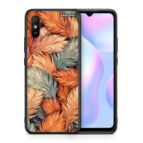 Θήκη Xiaomi Redmi 9A Autumn Leaves από τη Smartfits με σχέδιο στο πίσω μέρος και μαύρο περίβλημα | Xiaomi Redmi 9A Autumn Leaves case with colorful back and black bezels