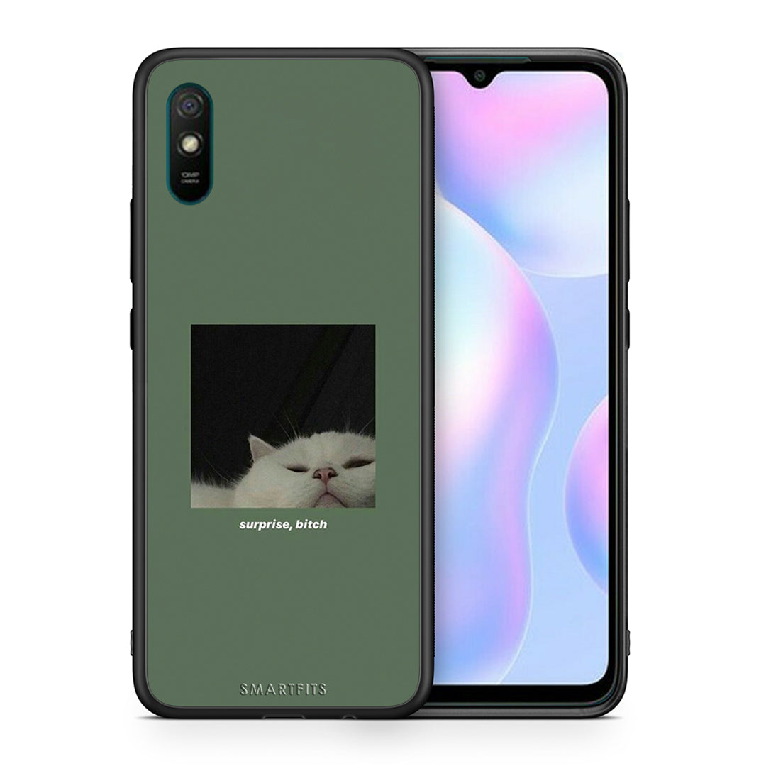 Θήκη Xiaomi Redmi 9A Bitch Surprise από τη Smartfits με σχέδιο στο πίσω μέρος και μαύρο περίβλημα | Xiaomi Redmi 9A Bitch Surprise case with colorful back and black bezels