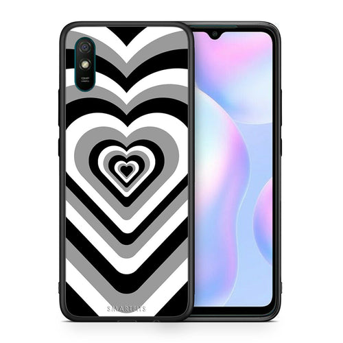 Θήκη Xiaomi Redmi 9A Black Hearts από τη Smartfits με σχέδιο στο πίσω μέρος και μαύρο περίβλημα | Xiaomi Redmi 9A Black Hearts case with colorful back and black bezels