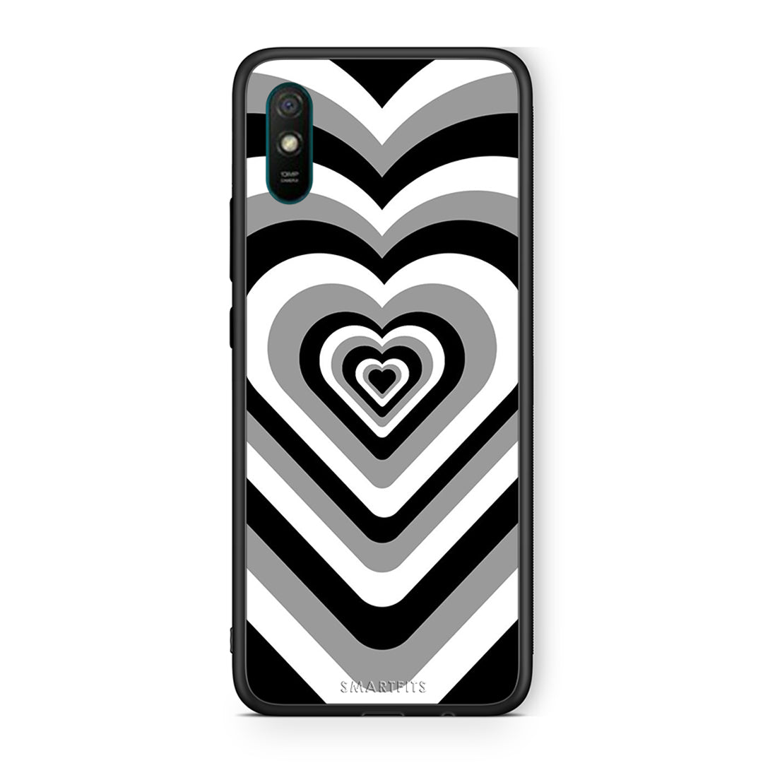 Xiaomi Redmi 9A Black Hearts θήκη από τη Smartfits με σχέδιο στο πίσω μέρος και μαύρο περίβλημα | Smartphone case with colorful back and black bezels by Smartfits
