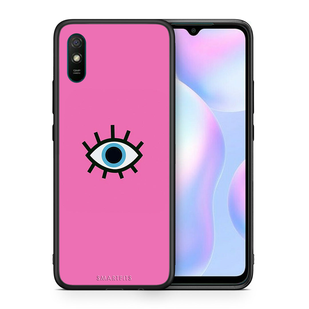 Θήκη Xiaomi Redmi 9A Blue Eye Pink από τη Smartfits με σχέδιο στο πίσω μέρος και μαύρο περίβλημα | Xiaomi Redmi 9A Blue Eye Pink case with colorful back and black bezels