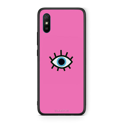 Xiaomi Redmi 9A Blue Eye Pink θήκη από τη Smartfits με σχέδιο στο πίσω μέρος και μαύρο περίβλημα | Smartphone case with colorful back and black bezels by Smartfits