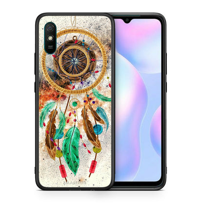Θήκη Xiaomi Redmi 9A DreamCatcher Boho από τη Smartfits με σχέδιο στο πίσω μέρος και μαύρο περίβλημα | Xiaomi Redmi 9A DreamCatcher Boho case with colorful back and black bezels