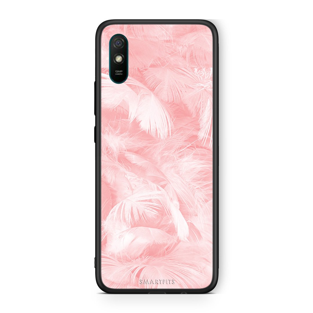33 - Xiaomi Redmi 9A  Pink Feather Boho case, cover, bumper