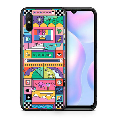Θήκη Xiaomi Redmi 9A Bubbles Soap από τη Smartfits με σχέδιο στο πίσω μέρος και μαύρο περίβλημα | Xiaomi Redmi 9A Bubbles Soap case with colorful back and black bezels