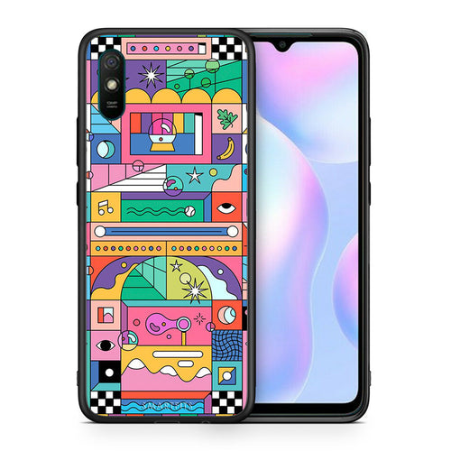 Θήκη Xiaomi Redmi 9A Bubbles Soap από τη Smartfits με σχέδιο στο πίσω μέρος και μαύρο περίβλημα | Xiaomi Redmi 9A Bubbles Soap case with colorful back and black bezels