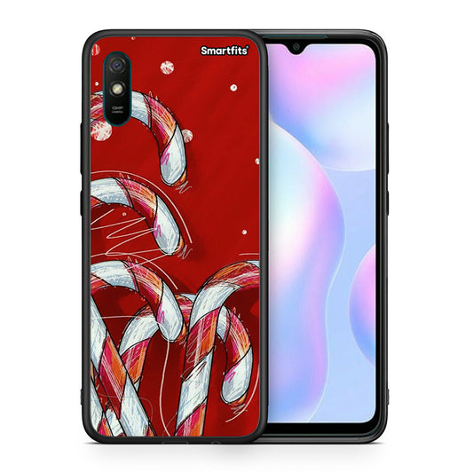Θήκη Xiaomi Redmi 9A Candy Cane από τη Smartfits με σχέδιο στο πίσω μέρος και μαύρο περίβλημα | Xiaomi Redmi 9A Candy Cane case with colorful back and black bezels