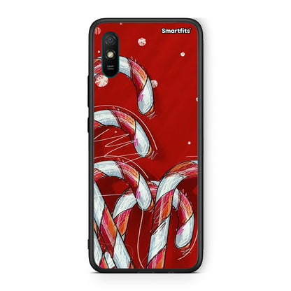 Xiaomi Redmi 9A Candy Cane θήκη από τη Smartfits με σχέδιο στο πίσω μέρος και μαύρο περίβλημα | Smartphone case with colorful back and black bezels by Smartfits