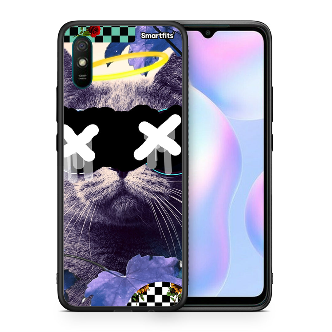 Θήκη Xiaomi Redmi 9A Cat Collage από τη Smartfits με σχέδιο στο πίσω μέρος και μαύρο περίβλημα | Xiaomi Redmi 9A Cat Collage case with colorful back and black bezels