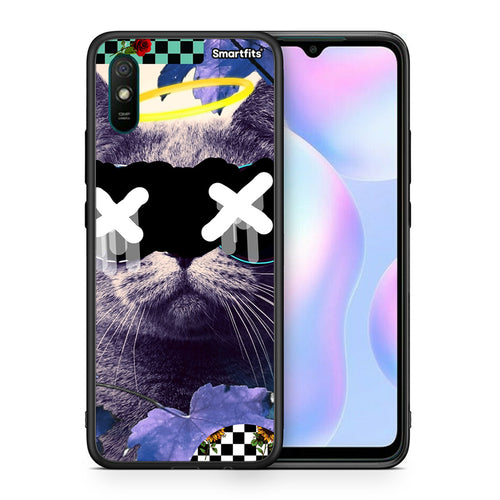 Θήκη Xiaomi Redmi 9A Cat Collage από τη Smartfits με σχέδιο στο πίσω μέρος και μαύρο περίβλημα | Xiaomi Redmi 9A Cat Collage case with colorful back and black bezels