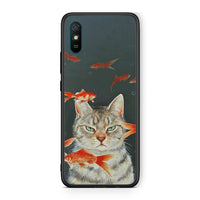 Thumbnail for Xiaomi Redmi 9A Cat Goldfish θήκη από τη Smartfits με σχέδιο στο πίσω μέρος και μαύρο περίβλημα | Smartphone case with colorful back and black bezels by Smartfits