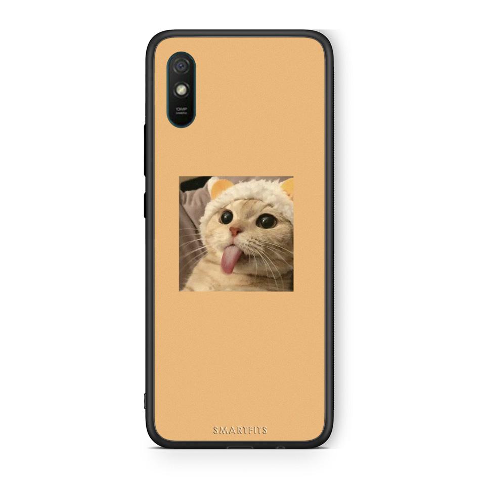 Xiaomi Redmi 9A Cat Tongue θήκη από τη Smartfits με σχέδιο στο πίσω μέρος και μαύρο περίβλημα | Smartphone case with colorful back and black bezels by Smartfits